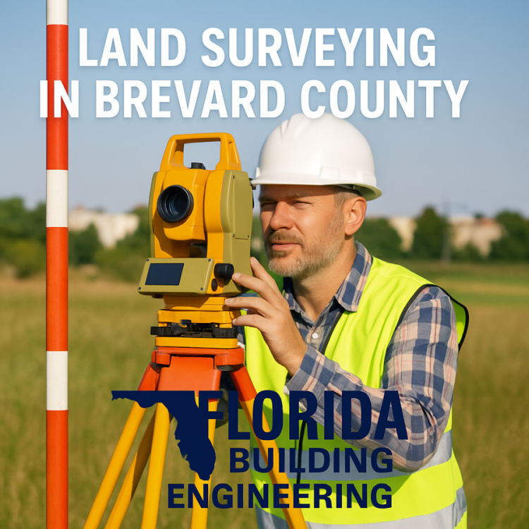 Professional land surveying services in Brevard County by Florida Building Engineering. Serving Melbourne, Rockledge, Viera, Melbourne Beach, and Vero Beach with boundary surveys, elevation certificates, topographic surveys, and aerial GNSS surveying.